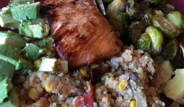 Pan-Fried Salmon with Quinoa and Brussels Sprouts