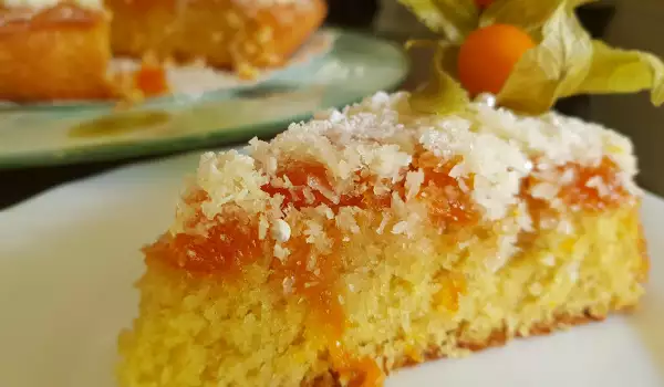 Butter Cake with Coconut and Peach Jam