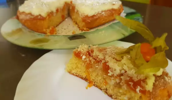 Butter Cake with Coconut and Peach Jam