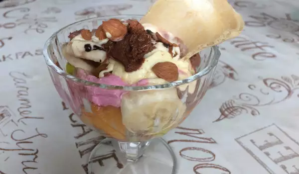 Tasty Fruit Salad with Ice Cream