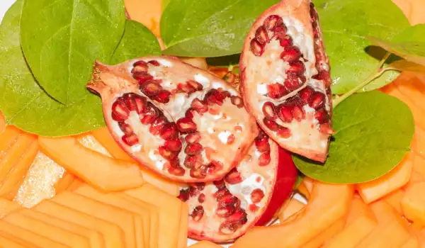 Melon with Pomegranate and Tahini Halva