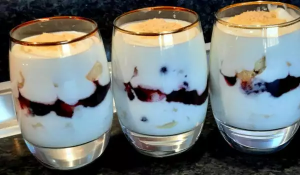 Dairy Cream with Lady Fingers and Blueberry Jam