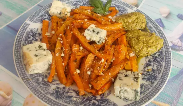 Oven-Baked Carrots with Burrata and Pesto
