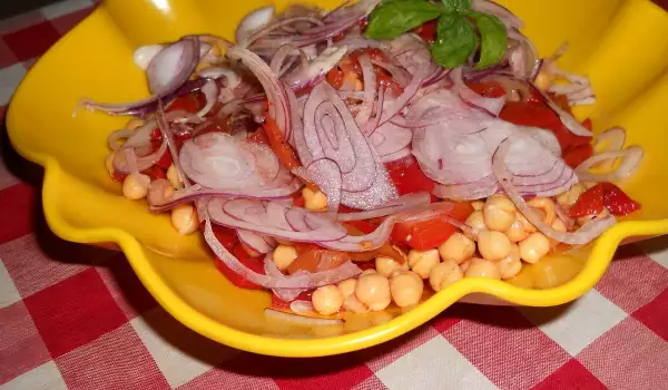 Chickpea, Roasted Pepper and Onion Salad