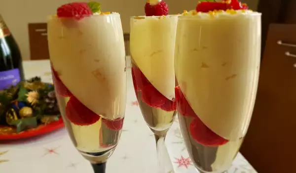 White Chocolate, Champagne and Raspberry Mousse