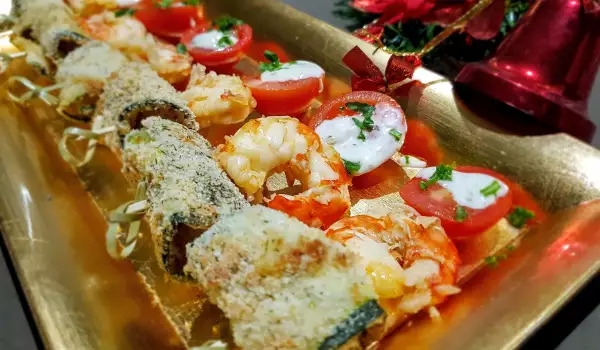 Festive Appetizer with Zucchini and Prawns