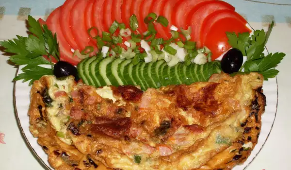 Omelette with Ham and Spring Onions