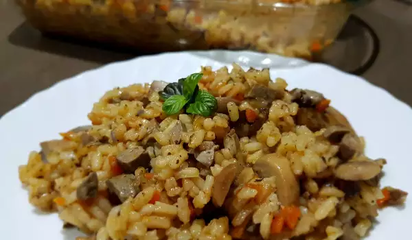 Rice with Lamb Liver and Heart, Mushrooms and Mint