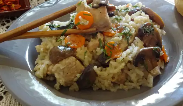 The Most Delicious Oven-Baked Rice with Pork and Mushrooms