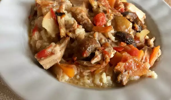 Rice with Vegetables, Pork and Mushrooms