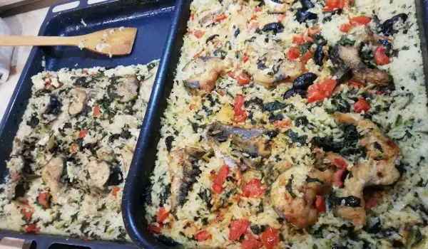 Oven-Baked Mackerel with Rice and Vegetables