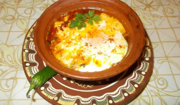 Clay Pot Dish with White Cheese