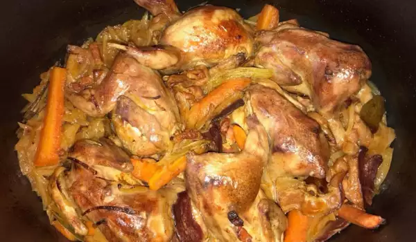 Quails in a Clay Pot with Bacon and Onions