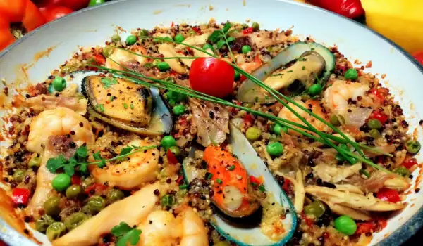 Paella with Quinoa and Seafood