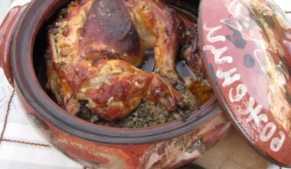 Stuffed Roasted Rabbit in a Clay Pot