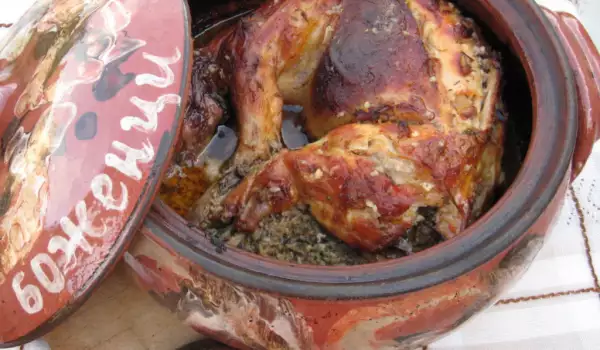 Stuffed Roasted Rabbit in a Clay Pot