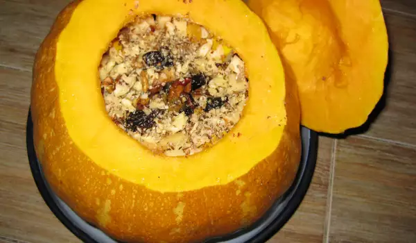 Baked Stuffed Pumpkin with Fruit, Nuts and Turkish Delight