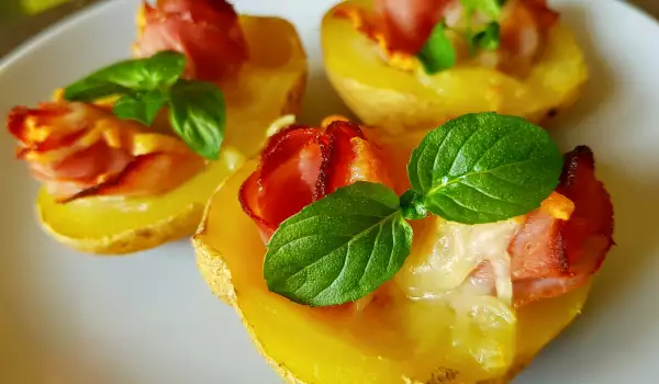 Baked Potatoes with Ham Roses