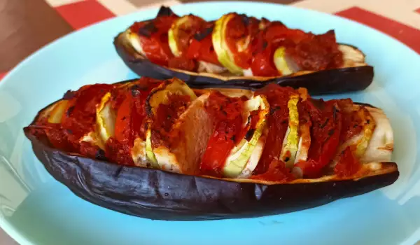 Stuffed Ratatouille Eggplants with Tofu