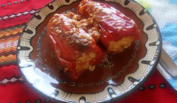 Appetizing Stuffed Peppers with Eggs and Feta Cheese