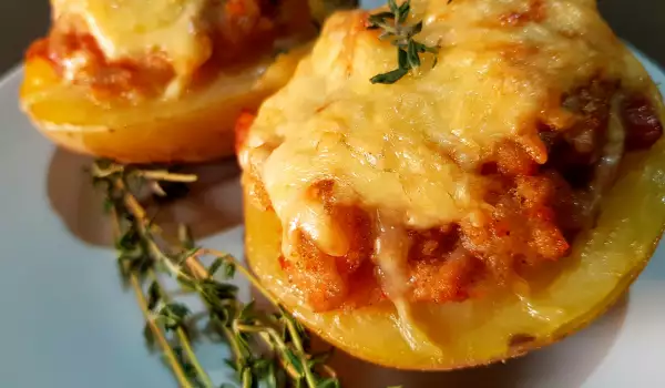 Stuffed Potatoes with Minced Meat and Yellow Cheese