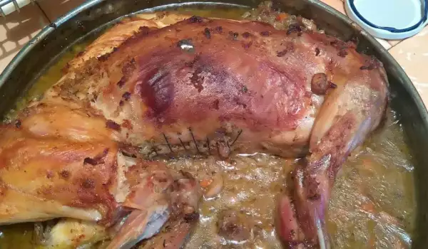 Stuffed Rabbit with Mushrooms, Carrot and Rice