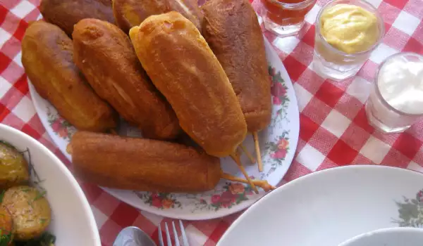 Breaded Corn Dogs on a Stick