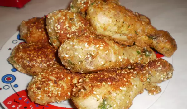 Breaded Chicken Drumsticks with Sesame Seeds