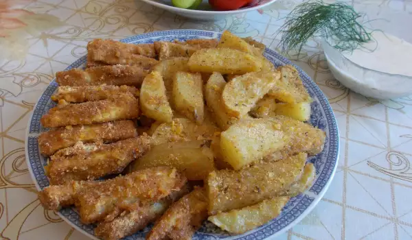 Oven-Baked Zucchini and Potatoes with Healthy Breading