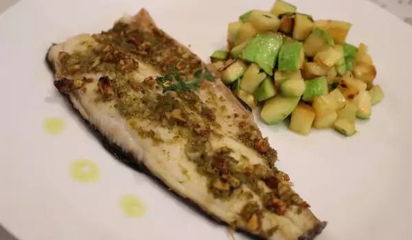 Trout with Walnuts, Basil and Sauteed Zucchini