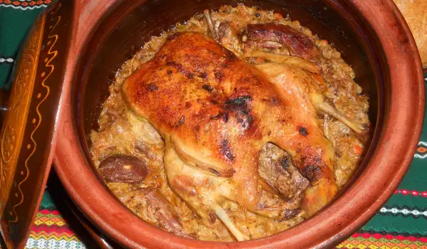 Duck with Sauerkraut in a Clay Pot