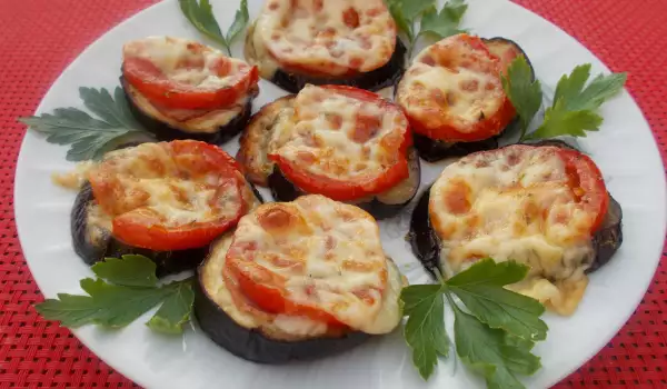 Baked Eggplant with Bacon, Tomatoes and Cheese