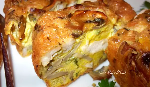 Oven-Baked Omelette with Chicken and Mushrooms