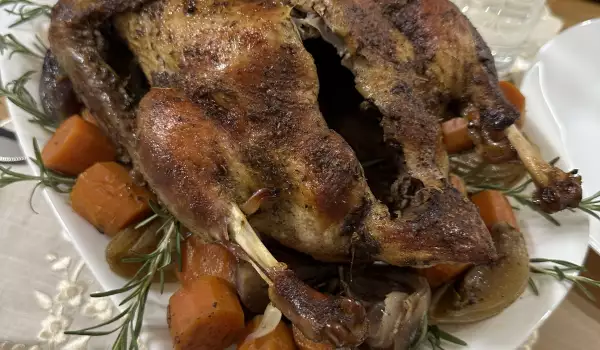 Roasted Duck with Bacon and Herbs