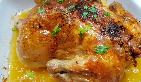 The Most Tender Roasted Chicken with Beer and Butter