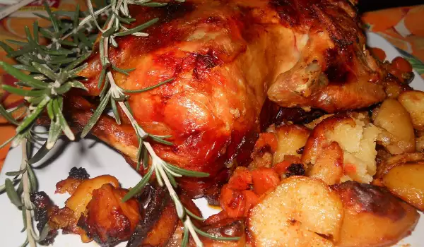 Roasted Chicken with Mushrooms and Vegetables in a Bag