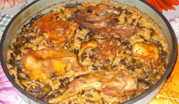 Roasted Rabbit with Rice and Green Onion