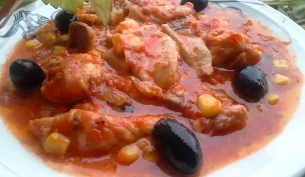 Chicken with Tomato Sauce and Corn