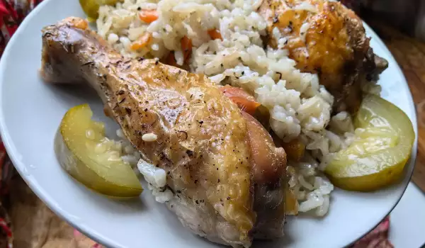 Oven-Baked Chicken with Rice and White Wine
