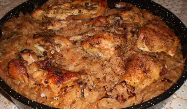 Chicken with Cabbage in the Oven