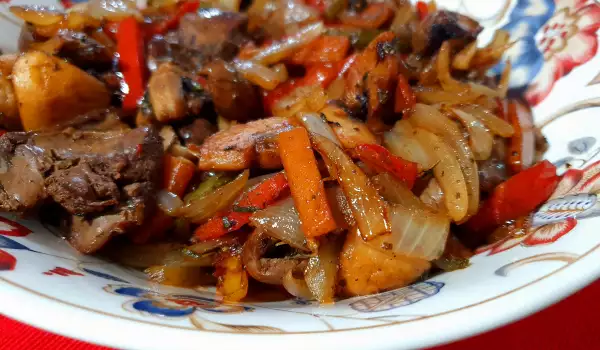 Chicken Livers with Lots of Vegetables and Butter
