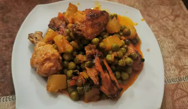 Oven-Baked Chicken, Peas and Potatoes