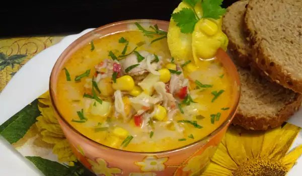 Rich Winter Chicken Soup with Corn