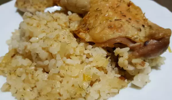 Chicken Legs with Rice, Leeks and Rosemary