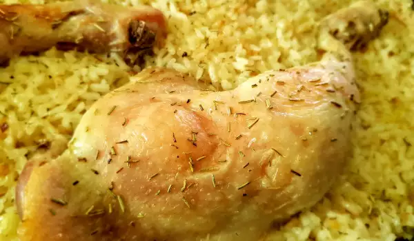 Chicken Legs with Rice, Leeks and Rosemary