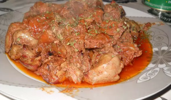 Stewed Chicken Livers with Onions and Carrots
