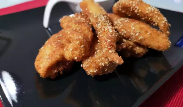Breaded Chicken Juliennes with Sesame Seeds