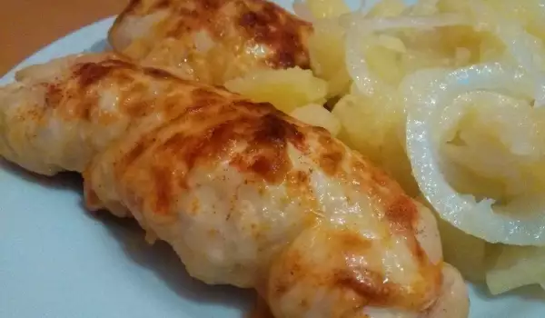 Chicken Rolls with Pickles and Cheese