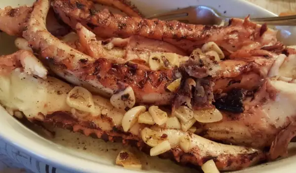 Octopus Tentacles with Garlic in Olive Oil