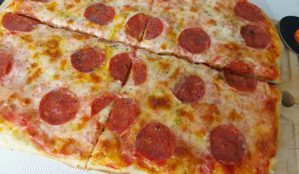 Pizza with Spicy Salami and Cheese